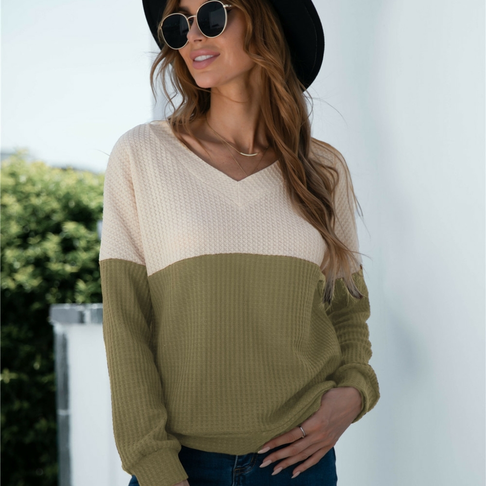 Colorblock Waffle Knit Sweater